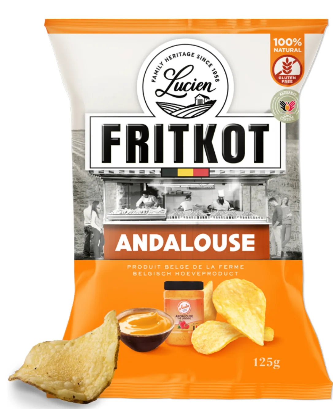 Sachet de chips artisanales saveur sauce andalouse- Les Chips de Lucien