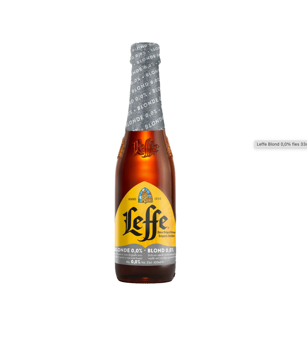 Leffe Blonde bière belge d'abbaye sans alcool 0,0% – arômes vanille banane girofle